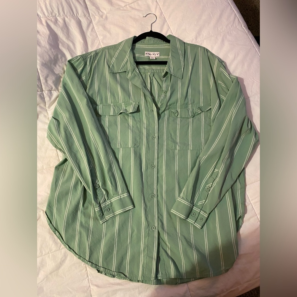 Ava & Viv Mint Green Striped Shirt